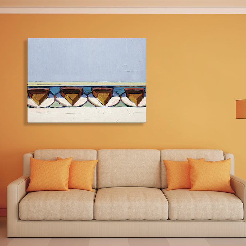 Frendorf | Blaue leckere Kuchen Malerei im traditionellen Stil Texturierte Wandkunst Druck für das Wohnzimmer