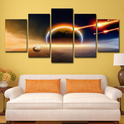 Orange Planet Killer Asteroid Leinwand Wandkunst Mehrteiliges Wanddekor für das Wohnzimmer