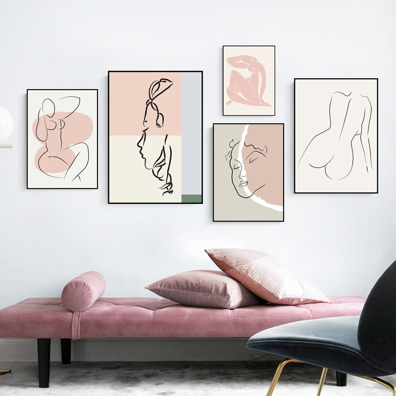 Frendorf | Skandinavische Stil Wandkunst Druck Beige Nude Frauenmalerei, Mehrere Größen Verfügbar