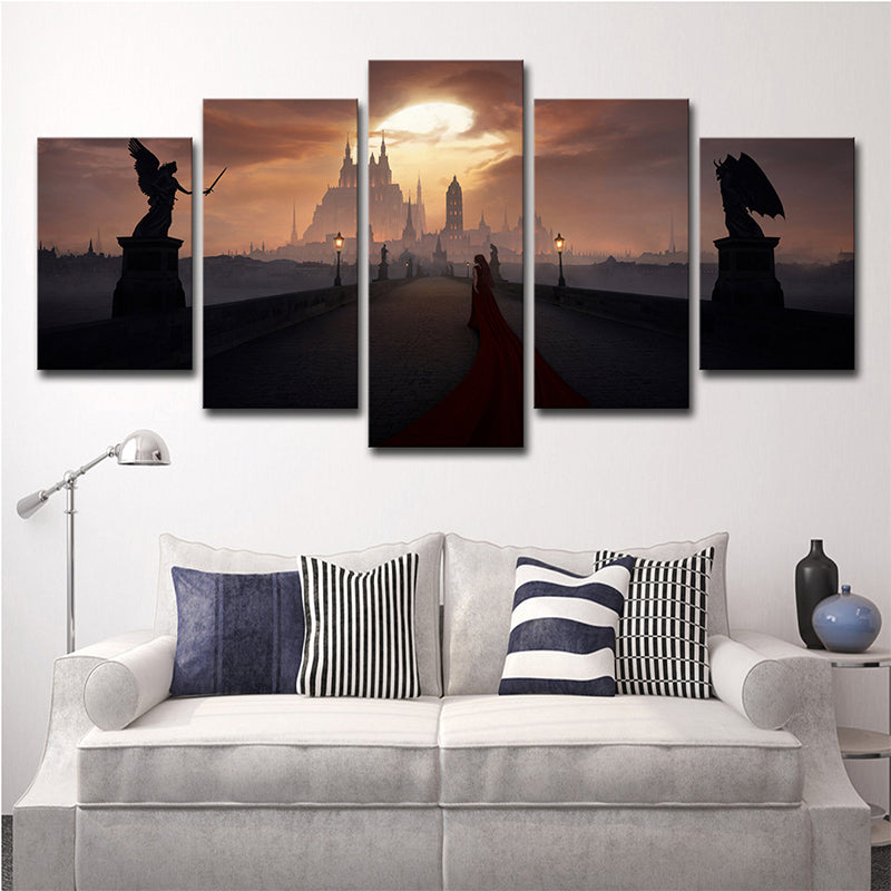 Braun Engel und Teufel Wandkunst Mehrteilig Modernismus Teenager Schlafzimmer Leinwanddruck