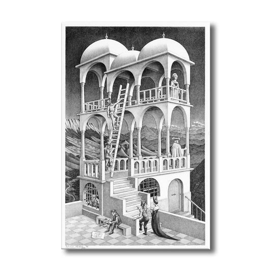 Frendorf | 3D Effect Potlood Wachtturm Kunstprint Grijze Canvas Muurdecoratie, Getextureerd