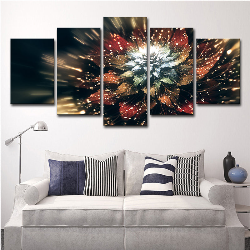 Frendorf | Bloeiende Bloem Muurkunst Decor Hedendaagse Mooie Plant Canvas Print in Bruin