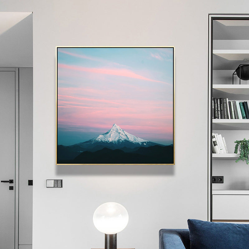 Pink Mount Fuji Leinwanddruck Natur Landschaft Zeitgenössische Texturierte Wandkunst