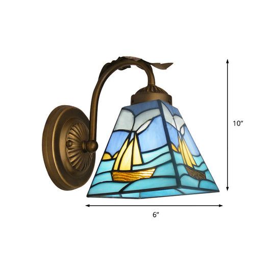 Frendorf | 1 Licht Segelboot Wandlamp Licht Nautisch Glasfenster Wandmontage Licht in Messing