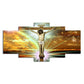 Frendorf | Global Inspirierte Religion Wandkunst Gelber Jesus am Kreuz mit Sonnenlicht Hintergrund Leinwand