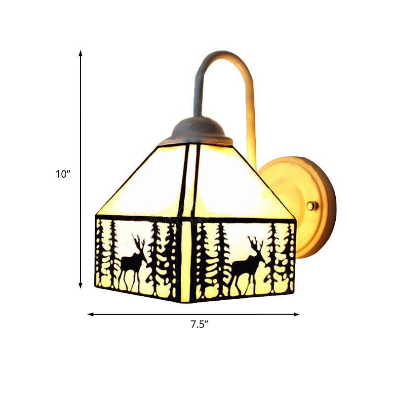 Frendorf | Lodge Style Deer Wandmontage Licht Beige Glas 1 Licht Wand Sconces Verlichting voor Woonkamer
