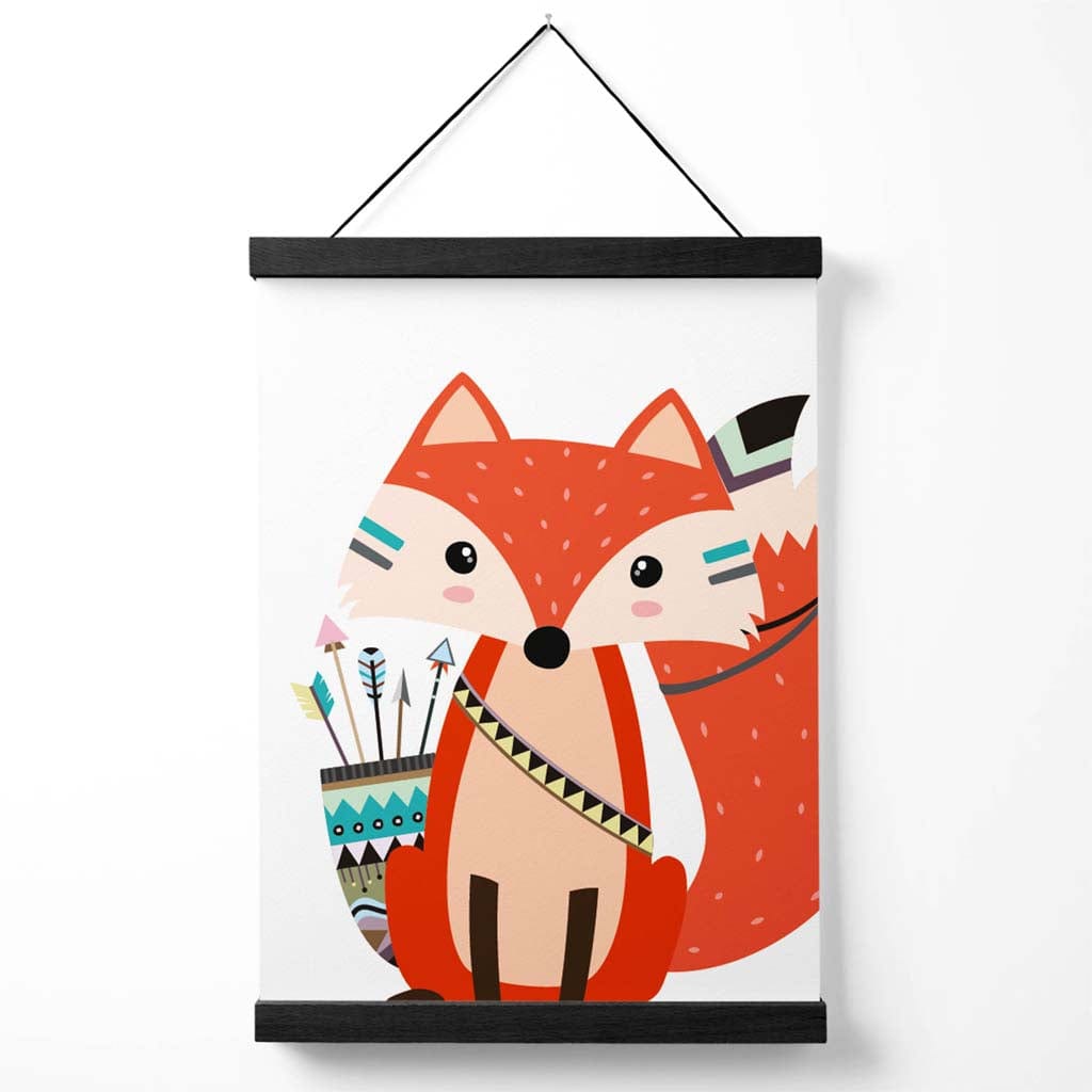 Sitzender Roter Fuchs Tribal Tierposter mit Aufhänger