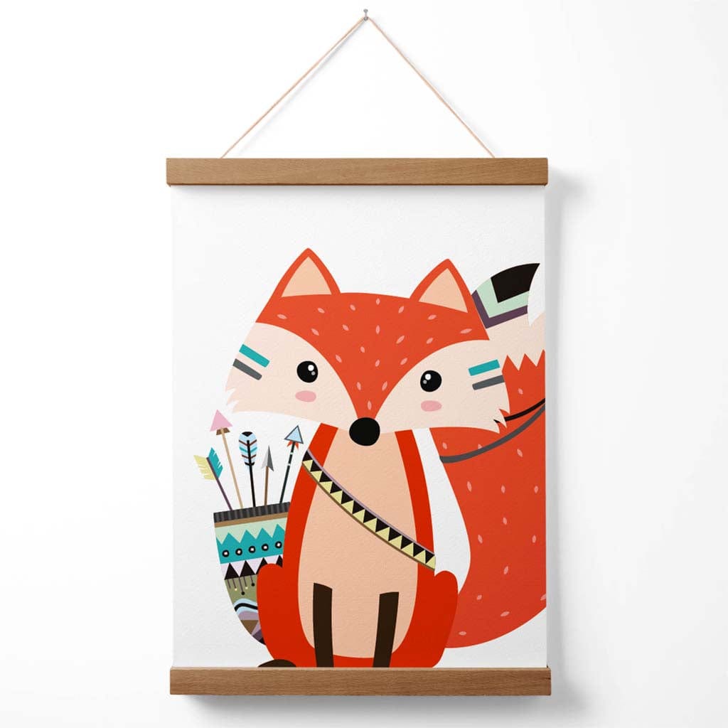 Sitzender Roter Fuchs Tribal Tierposter mit Aufhänger