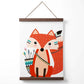 Sitzender Roter Fuchs Tribal Tierposter mit Aufhänger