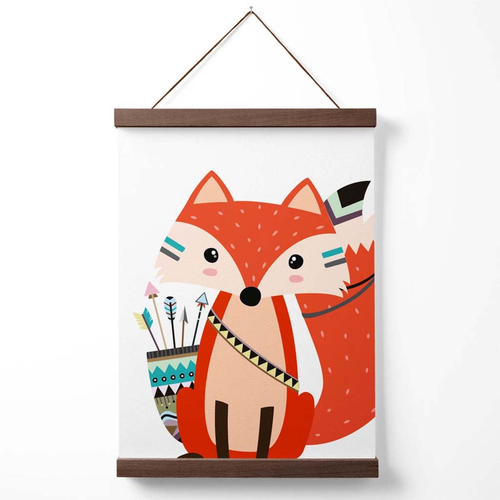 Sitzender Roter Fuchs Tribal Tierposter mit Aufhänger
