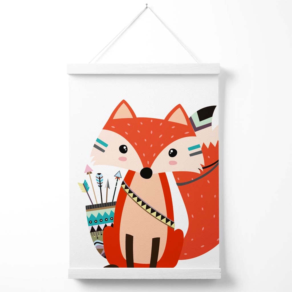 Sitzender Roter Fuchs Tribal Tierposter mit Aufhänger