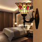 Frendorf | Flared Wandlamp Sconces 1 Bulb Geëtst Glas Tiffany Stijl Wand Gemonteerde Lamp in Rood/Roze/Blauw met Bloemmotief