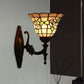 Frendorf | Flared Wandlamp Sconces 1 Bulb Geëtst Glas Tiffany Stijl Wand Gemonteerde Lamp in Rood/Roze/Blauw met Bloemmotief