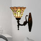 Frendorf | Flared Wandlamp Sconces 1 Bulb Geëtst Glas Tiffany Stijl Wand Gemonteerde Lamp in Rood/Roze/Blauw met Bloemmotief