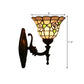 Frendorf | Flared Wandlamp Sconces 1 Bulb Geëtst Glas Tiffany Stijl Wand Gemonteerde Lamp in Rood/Roze/Blauw met Bloemmotief