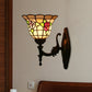 Frendorf | Flared Wandlamp Sconces 1 Bulb Geëtst Glas Tiffany Stijl Wand Gemonteerde Lamp in Rood/Roze/Blauw met Bloemmotief