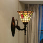 Frendorf | Flared Wandlamp Sconces 1 Bulb Geëtst Glas Tiffany Stijl Wand Gemonteerde Lamp in Rood/Roze/Blauw met Bloemmotief