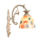 Frendorf | 1/2-Licht Wandschlampen Barocke Kuppel Muschel Mosaik Muster Wandlampe mit gebogenem Arm in Weiß
