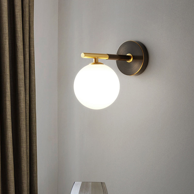 Frendorf | Brass Global LED Wandlamp Licht Midden Eeuw 1/2 Gloeilampen Witte Glas Wandverlichting Fixture