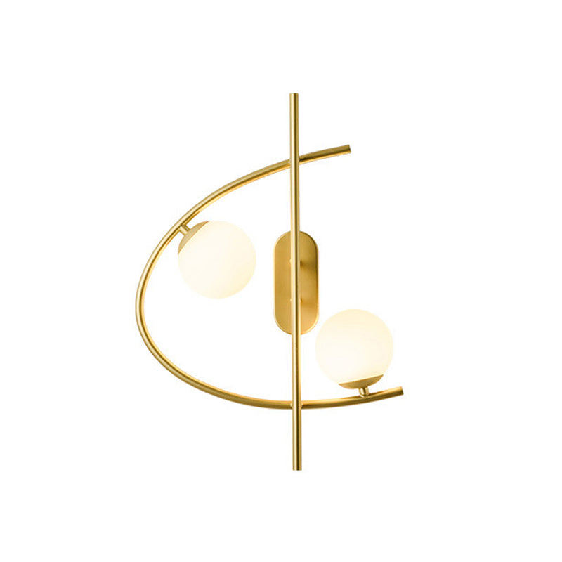 Frendorf | Milchglas Ball LED Wandbeleuchtung Postmodernistische 2-Lampen Messing Wandlampe für das Wohnzimmer