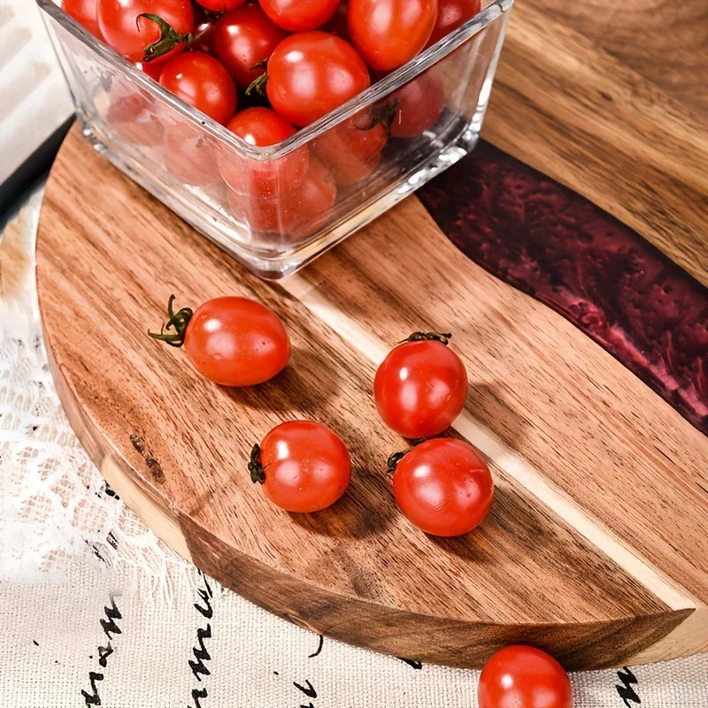 Frendorf | Rundes Schneidebrett aus Akazienholz – Vielseitige Küchenplatte für Steak, Snacks und mehr