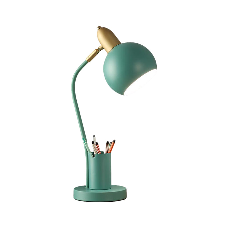 Metallkuppierte Nachttischlampe Macaron 1-Kopf Weiß/Rosa/Gelb Lese Tischlicht mit röhrenförmigem Stiftehalter Design