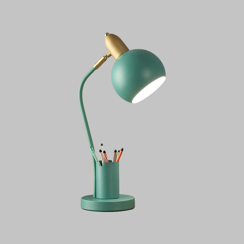 Metallkuppierte Nachttischlampe Macaron 1-Kopf Weiß/Rosa/Gelb Lese Tischlicht mit röhrenförmigem Stiftehalter Design