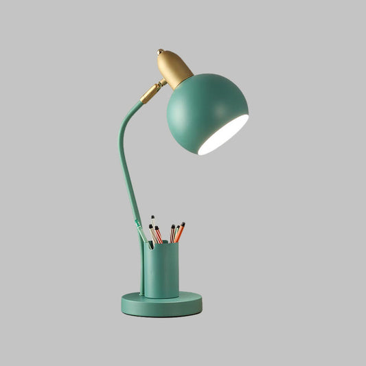 Metallkuppierte Nachttischlampe Macaron 1-Kopf Weiß/Rosa/Gelb Lese Tischlicht mit röhrenförmigem Stiftehalter Design