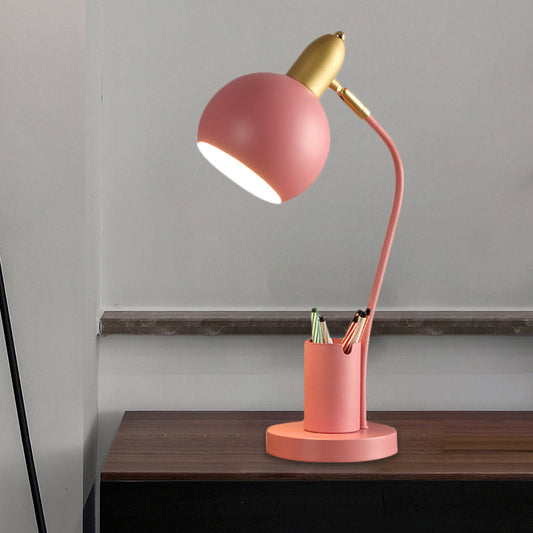 Metallkuppierte Nachttischlampe Macaron 1-Kopf Weiß/Rosa/Gelb Lese Tischlicht mit röhrenförmigem Stiftehalter Design