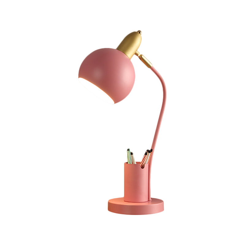 Metallkuppierte Nachttischlampe Macaron 1-Kopf Weiß/Rosa/Gelb Lese Tischlicht mit röhrenförmigem Stiftehalter Design