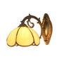 Frendorf | Florale Wandleuchte Buntglas 1 Licht Tiffany Stil Wandlampe in Blau/Beige für Schlafzimmer