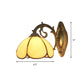 Frendorf | Florale Wandleuchte Buntglas 1 Licht Tiffany Stil Wandlampe in Blau/Beige für Schlafzimmer