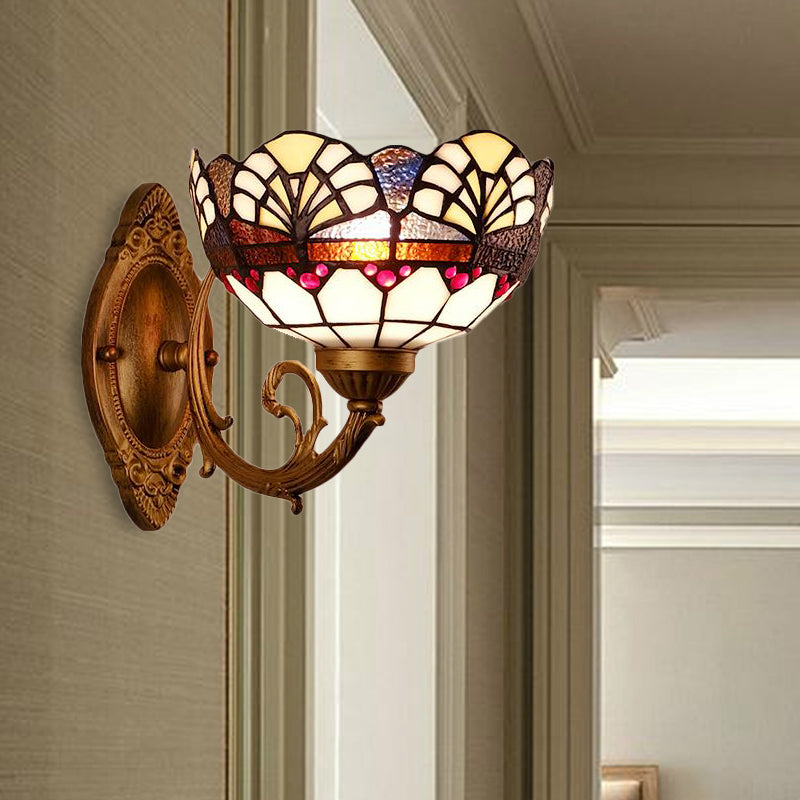 Frendorf | Glas-in-lood Kom Wandverlichting Loft Vintage 1 Licht Wandlamp voor Woonkamer