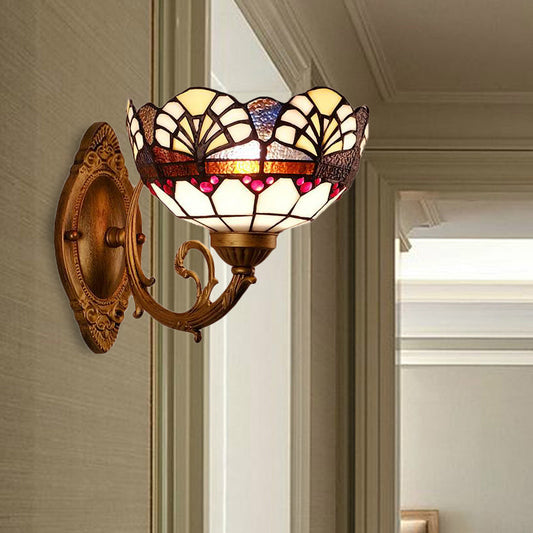 Frendorf | Glas-in-lood Kom Wandverlichting Loft Vintage 1 Licht Wandlamp voor Woonkamer