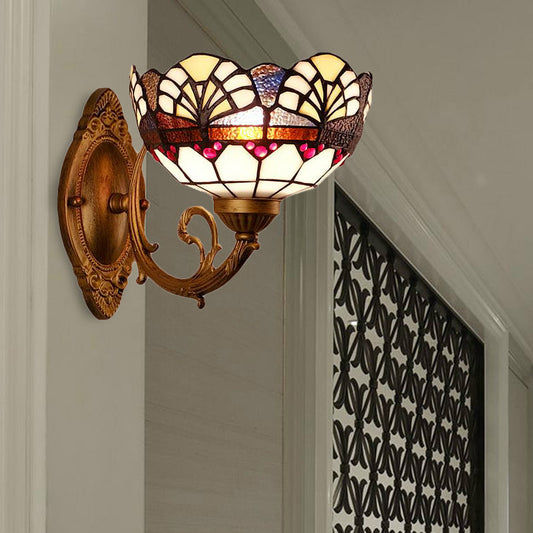 Frendorf | Glas-in-lood Kom Wandverlichting Loft Vintage 1 Licht Wandlamp voor Woonkamer