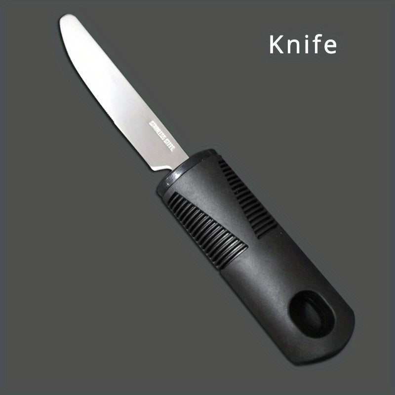 Adaptive Utensilien für Senioren – Große Löffel, Gabel, Messer mit Anti-Schock, rutschfesten Griffen, Edelstahlbesteck für Handzittern und Arthritis
