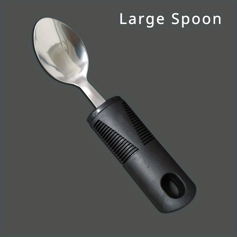 Adaptive Utensilien für Senioren – Große Löffel, Gabel, Messer mit Anti-Schock, rutschfesten Griffen, Edelstahlbesteck für Handzittern und Arthritis