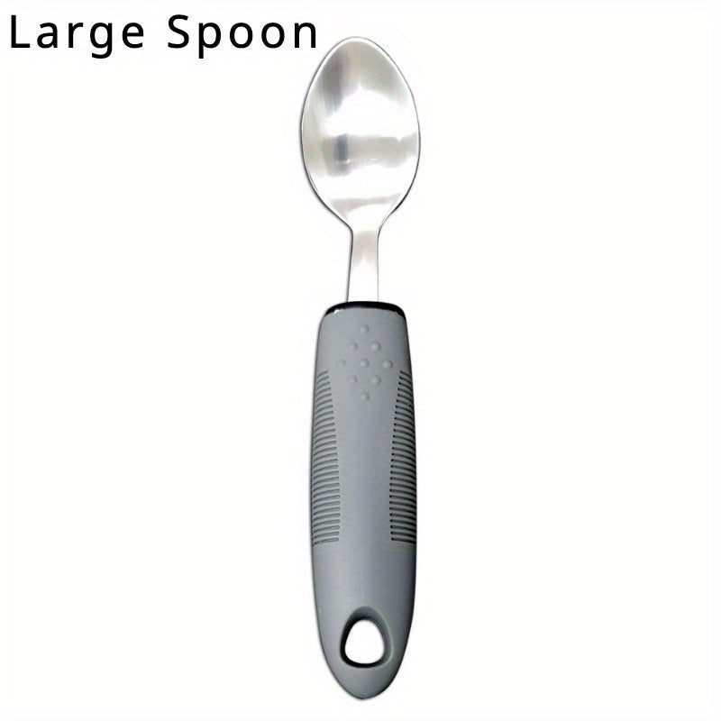 Adaptive Utensilien für Senioren – Große Löffel, Gabel, Messer mit Anti-Schock, rutschfesten Griffen, Edelstahlbesteck für Handzittern und Arthritis