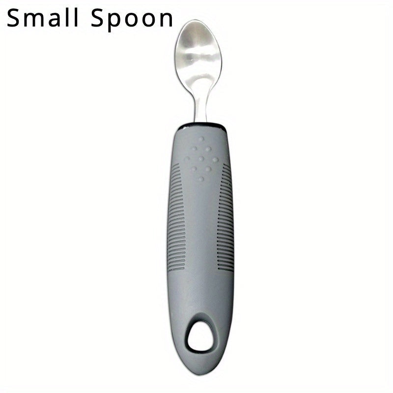 Adaptive Utensilien für Senioren – Große Löffel, Gabel, Messer mit Anti-Schock, rutschfesten Griffen, Edelstahlbesteck für Handzittern und Arthritis