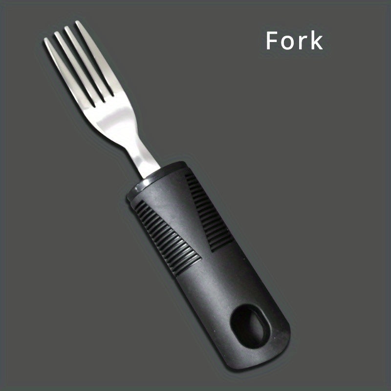 Adaptive Utensilien für Senioren – Große Löffel, Gabel, Messer mit Anti-Schock, rutschfesten Griffen, Edelstahlbesteck für Handzittern und Arthritis