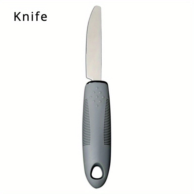 Adaptive Utensilien für Senioren – Große Löffel, Gabel, Messer mit Anti-Schock, rutschfesten Griffen, Edelstahlbesteck für Handzittern und Arthritis