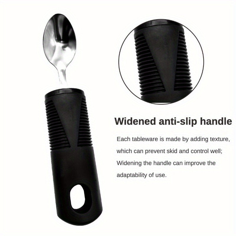 Adaptive Utensilien für Senioren – Große Löffel, Gabel, Messer mit Anti-Schock, rutschfesten Griffen, Edelstahlbesteck für Handzittern und Arthritis