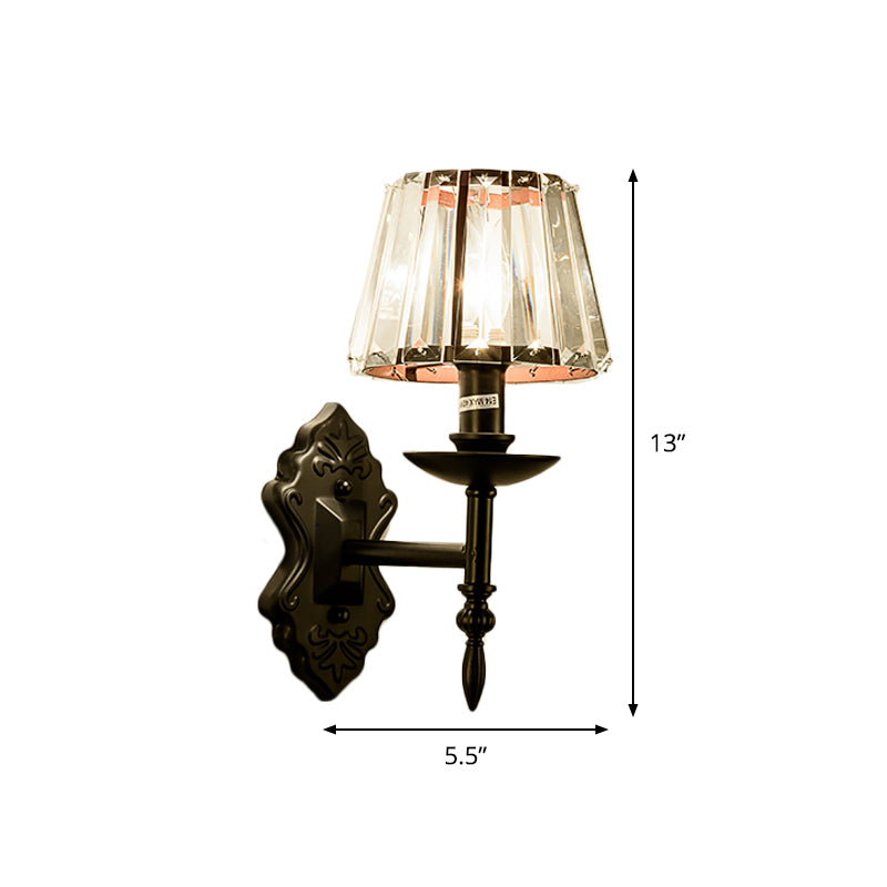 Frendorf | Kegel Wandlamp Eenvoudige Kristallen Prisms 1/2-Kop Zwarte Wandlamp met Kaarsenhouder Ontwerp