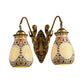 Frendorf | Keramische Antieke Messing Wandverlichting Gepiercte Pot 1/2-Kop Traditioneel Patroon Wandlamp met Klein Zeemeermin Ontwerp