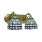 Frendorf | 2 Köpfe Kuppel Wandlampe Barockstil Blaue Glas Wandbeleuchtung für Badezimmer