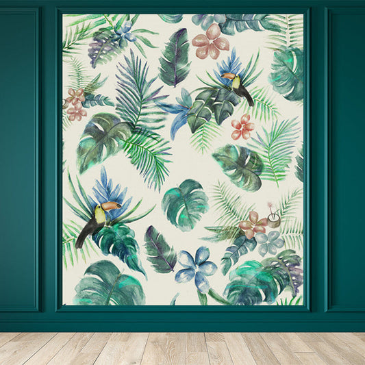 Große Blumen- und Botanische Wandtapete Tropische Naturlandschaft Wandkunst in Grün