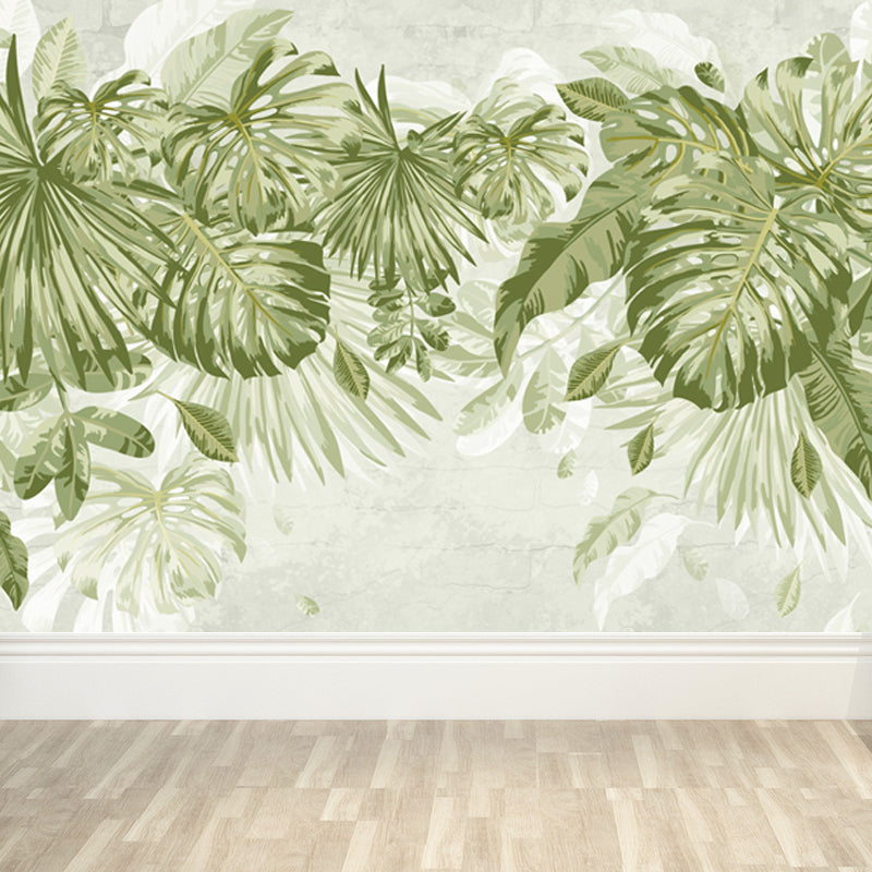 Grünes Botanisches Blatt-Muraltapete für Wohnzimmer Pflanzen Wandkunst, Maßgeschneidert