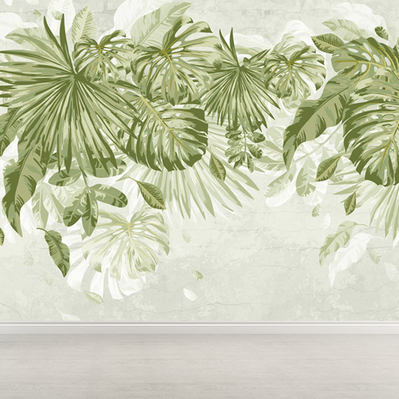 Grünes Botanisches Blatt-Muraltapete für Wohnzimmer Pflanzen Wandkunst, Maßgeschneidert