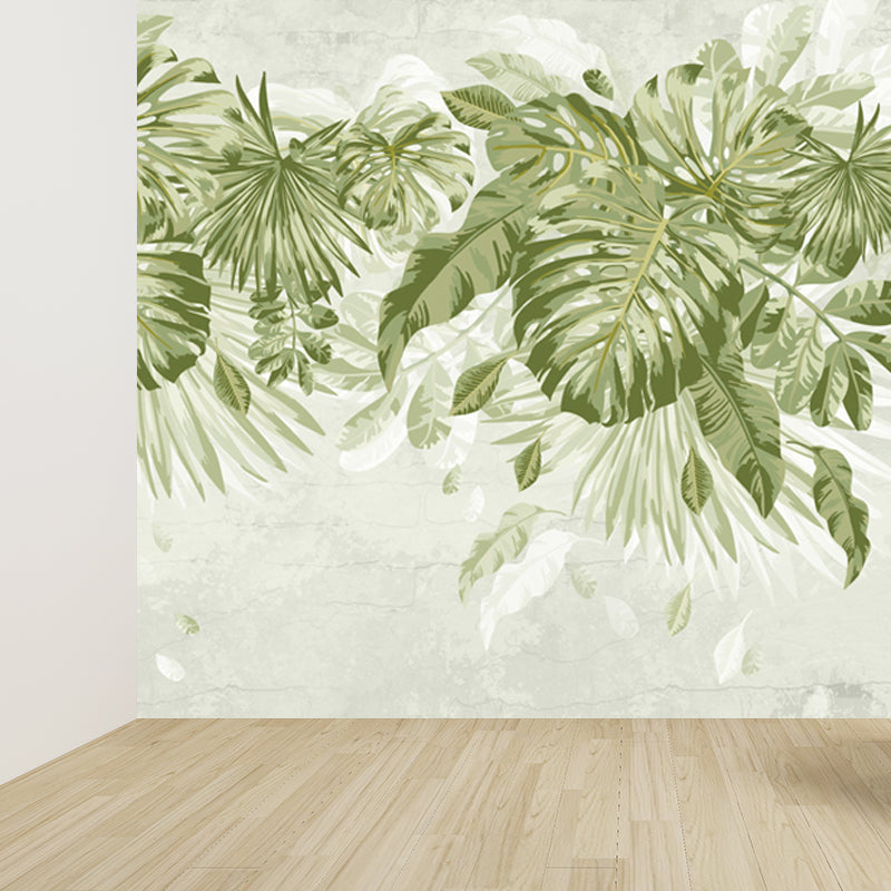 Grünes Botanisches Blatt-Muraltapete für Wohnzimmer Pflanzen Wandkunst, Maßgeschneidert