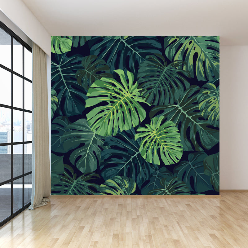 Grünes Botanisches Blatt-Muraltapete für Wohnzimmer Pflanzen Wandkunst, Maßgeschneidert